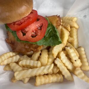 Fried Fish Burger with Fries