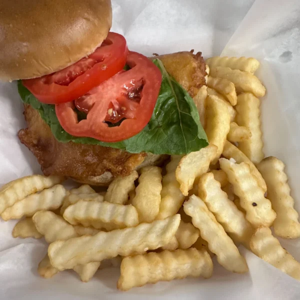 Fried Fish Burger with Fries